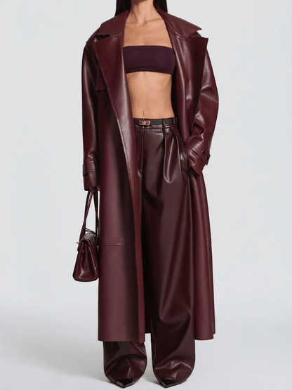 Leather Trench Coat laseze