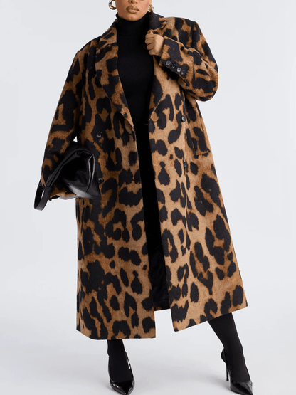 Leopard Double Breasted Coat - Leopard voguety