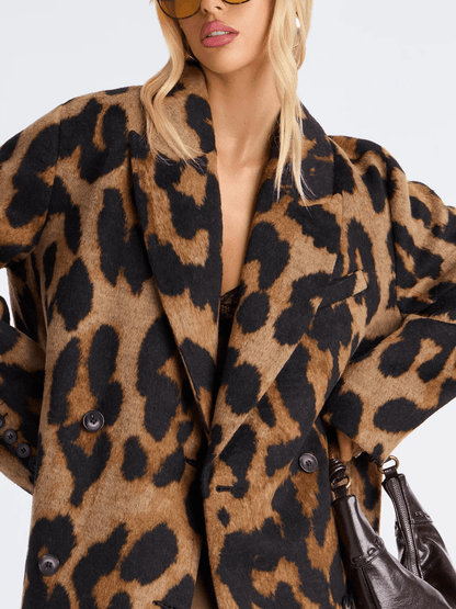 Leopard Double Breasted Coat - Leopard voguety