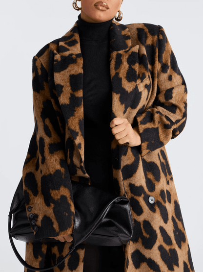 Leopard Double Breasted Coat - Leopard voguety