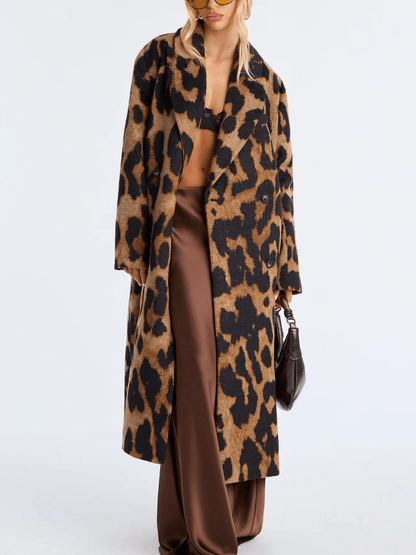 Leopard Double Breasted Coat - Leopard voguety