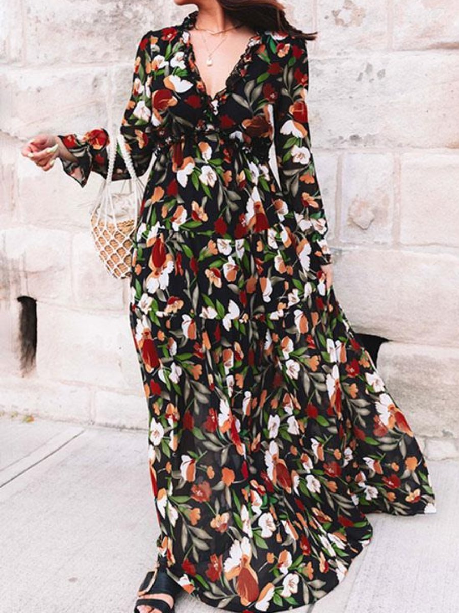 Long Sleeve Floral Maxi Dress speciaic