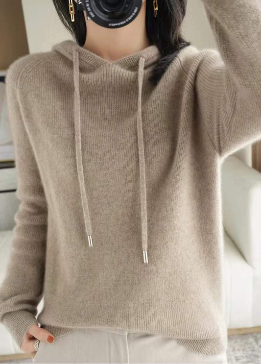 Loose Hooded Knitted Sweater - laseze