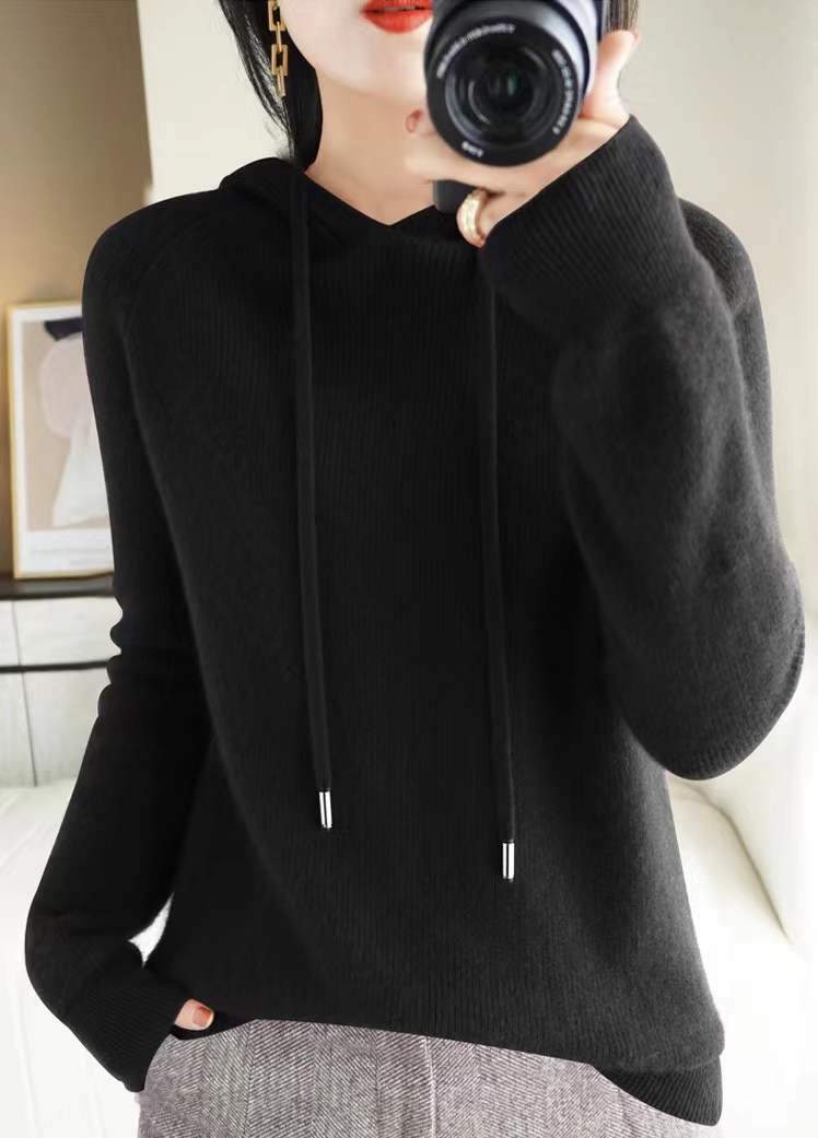 Loose Hooded Knitted Sweater - laseze