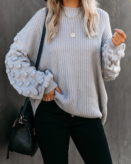 Loose Long Sleeve Knitted Sweater - laseze