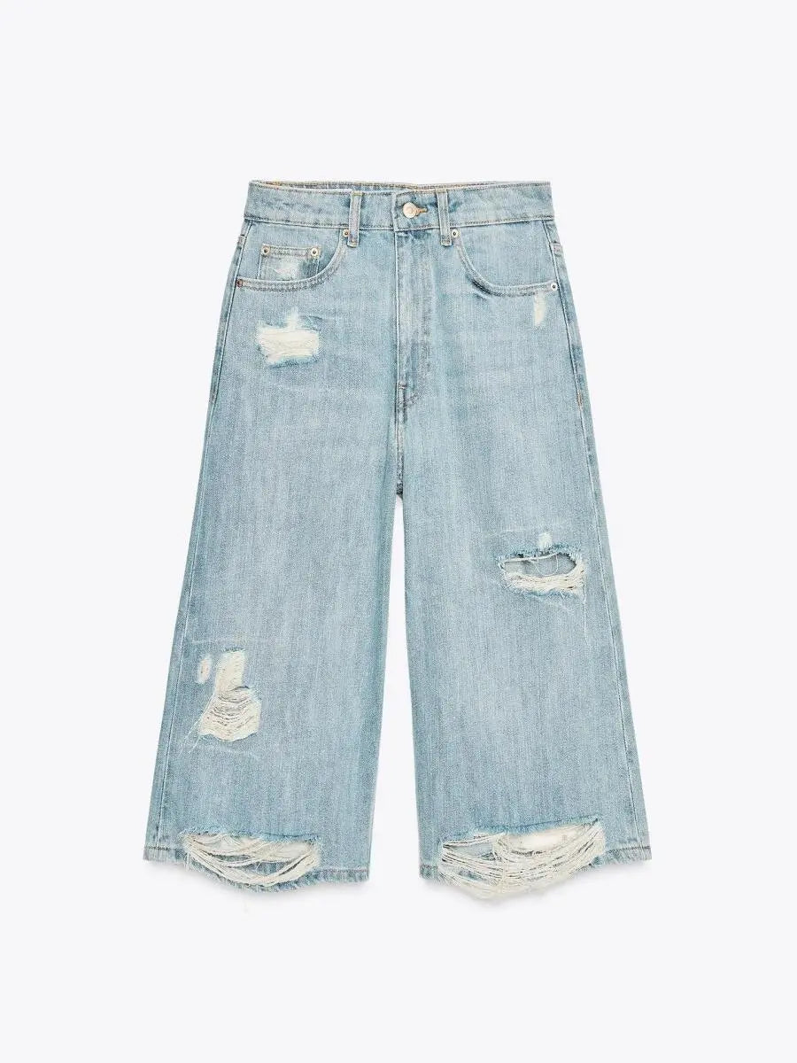 Low-rise Short Denim Pants laseze