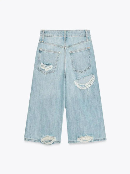Low-rise Short Denim Pants laseze