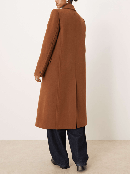 Luxe Camel Tailored Long Coat (Double-Breasted) laseze