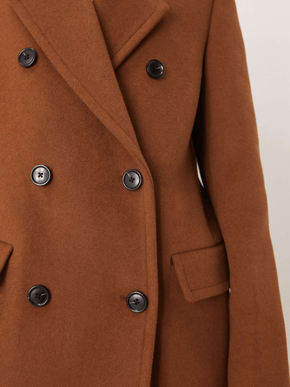 Luxe Camel Tailored Long Coat (Double-Breasted) laseze