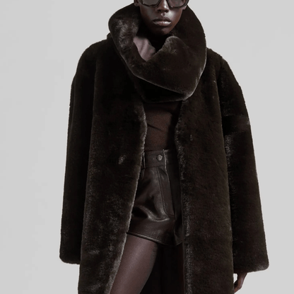 Luxury Dark Brown Faux Fur Collar Scarf laseze