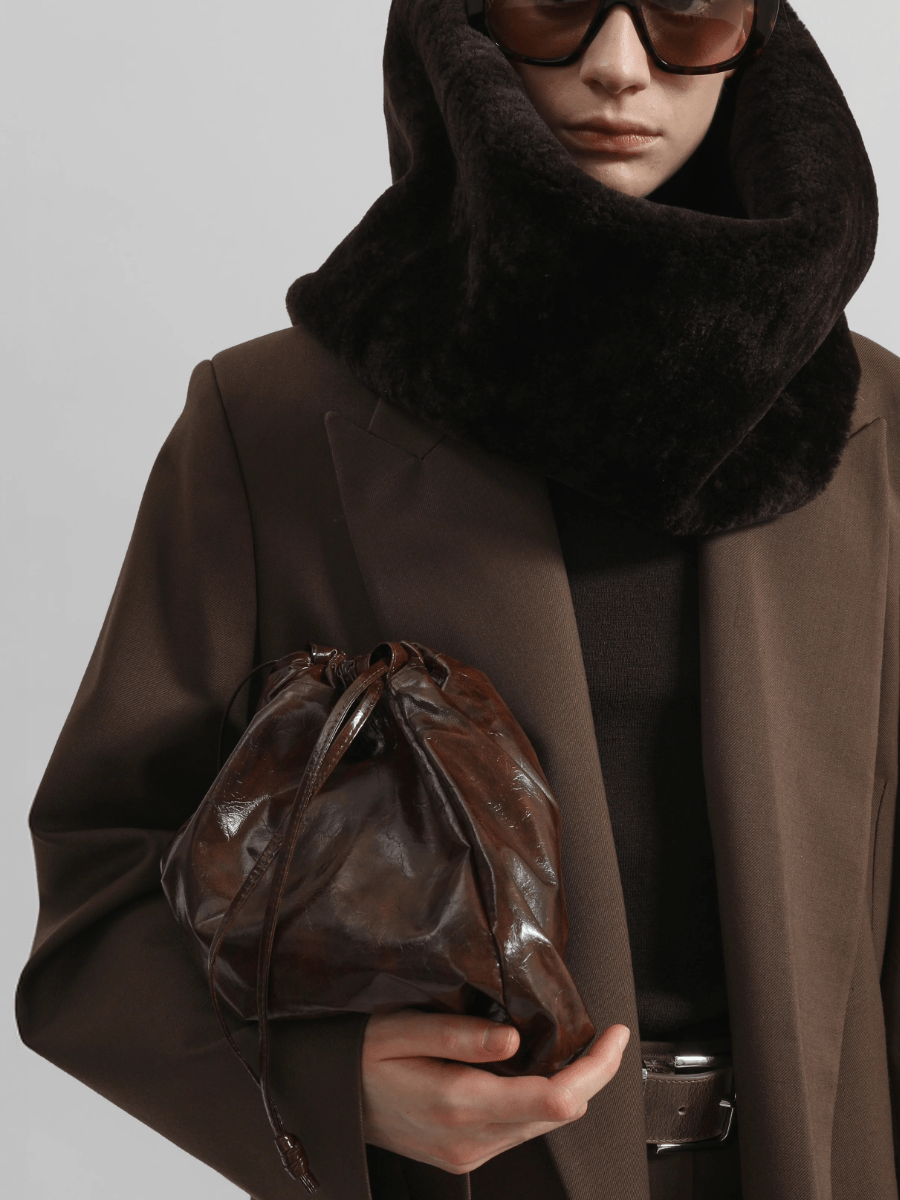 Luxury Dark Brown Faux Fur Collar Scarf laseze