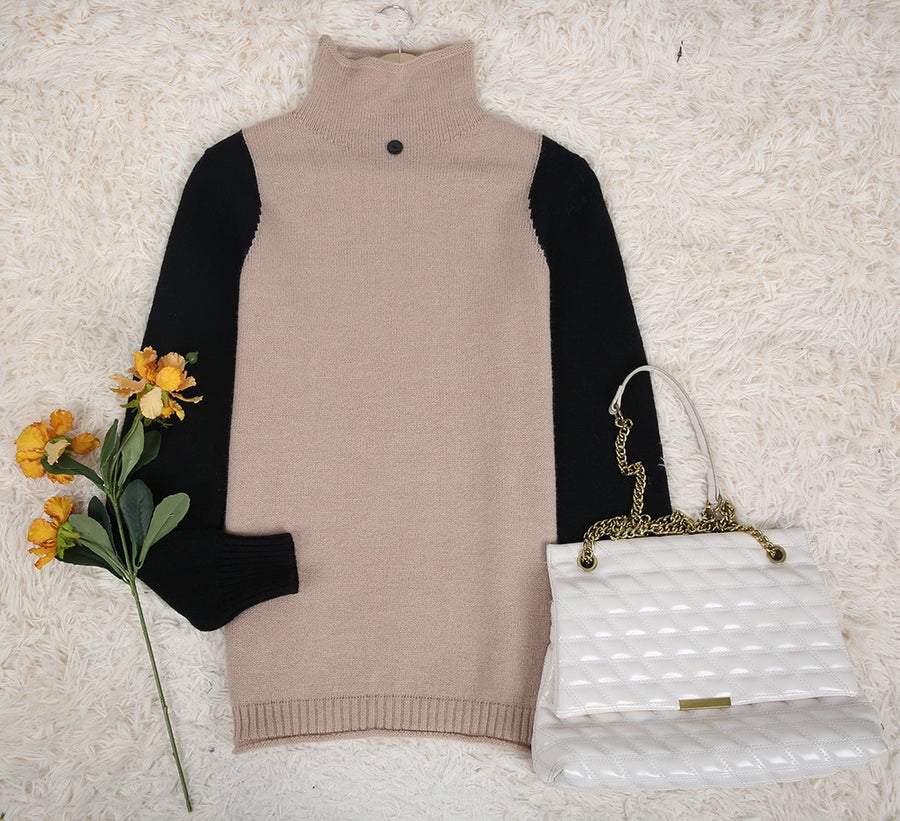 Mod Color Block Turtleneck Sweater - laseze