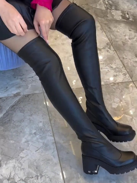 Natural Leather Winter Fleece Lined Fashion Boots - laseze