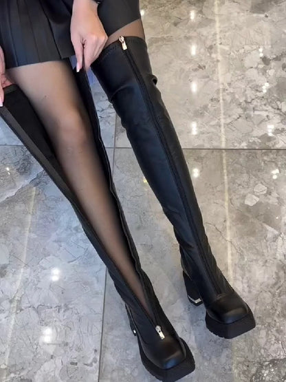 Natural Leather Winter Fleece Lined Fashion Boots - laseze