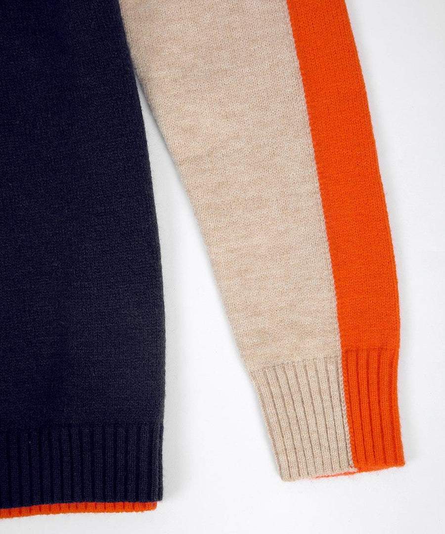Navy and Orange Retro Stripe Sweater - laseze