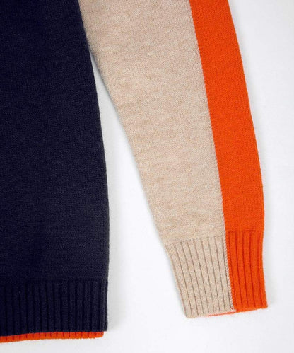 Navy and Orange Retro Stripe Sweater - laseze