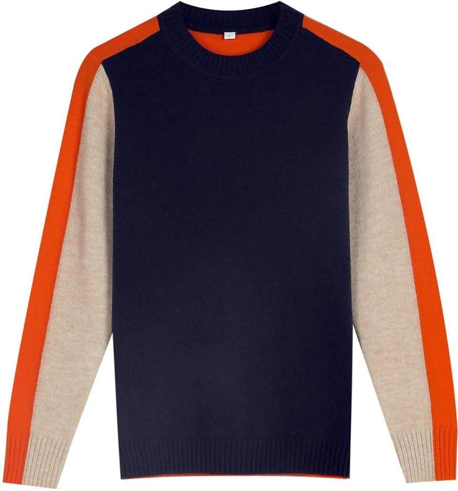 Navy and Orange Retro Stripe Sweater - laseze