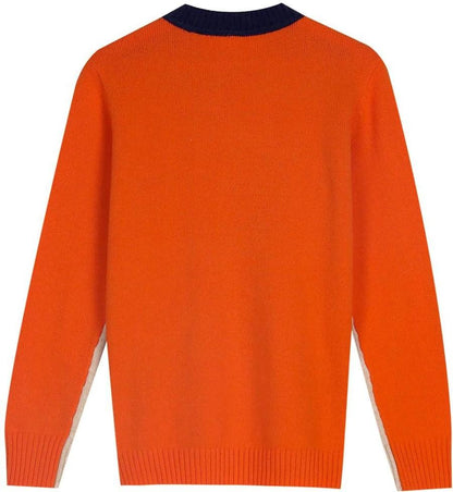 Navy and Orange Retro Stripe Sweater - laseze
