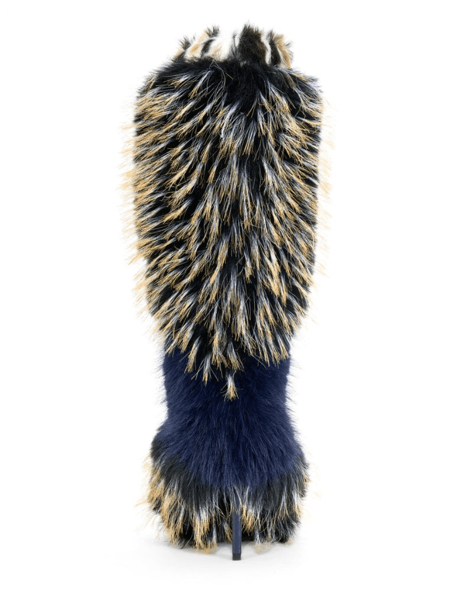 Navy Multi Fur Boot fashgoods