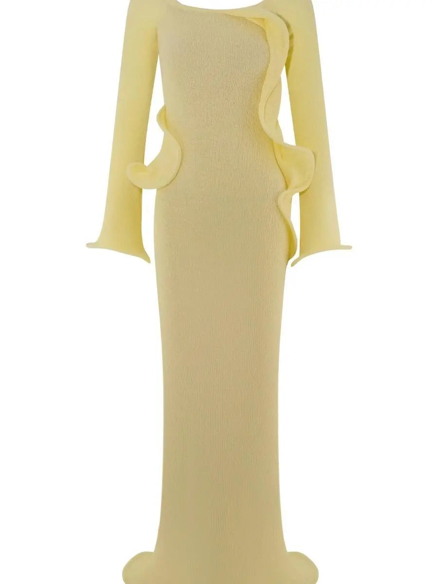 Off Shoulder Knit Maxi Dress laseze