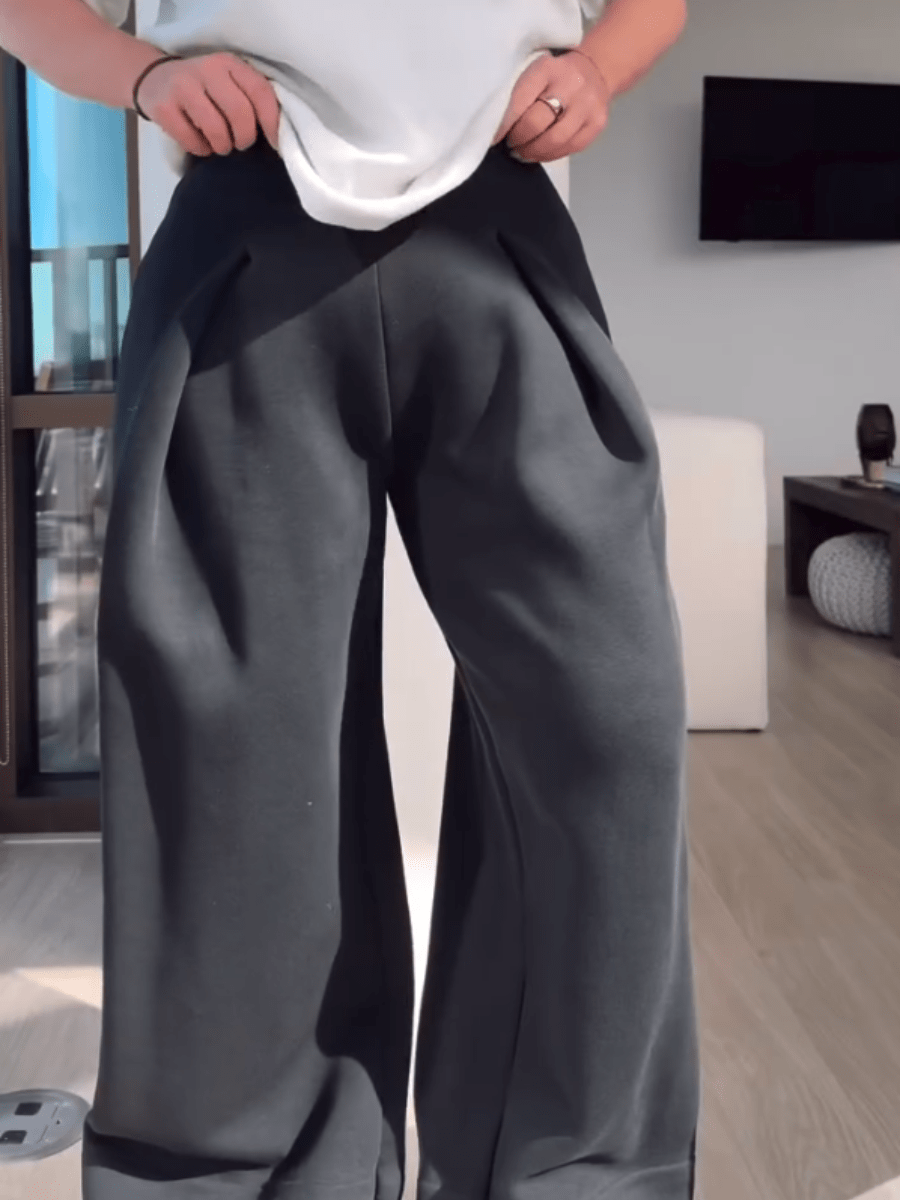 Ombre Black High - Waist Pleated Wide - Leg Pants - laseze