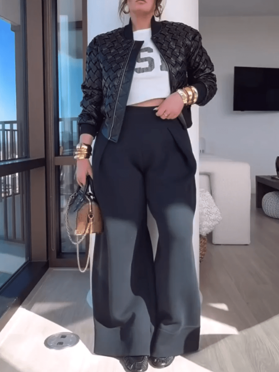 Ombre Black High - Waist Pleated Wide - Leg Pants - laseze