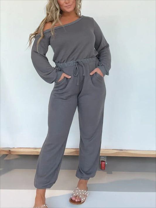 One Shoulder Solid Jumpsuit speciaic