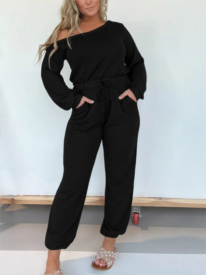 One Shoulder Solid Jumpsuit speciaic