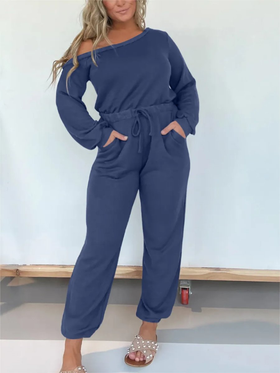 One Shoulder Solid Jumpsuit speciaic