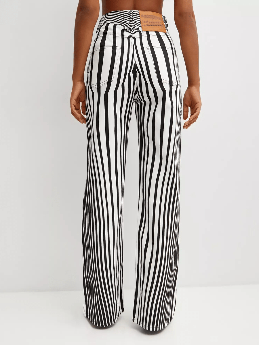 Optical Illusion Striped Wide-Leg Pants laseze