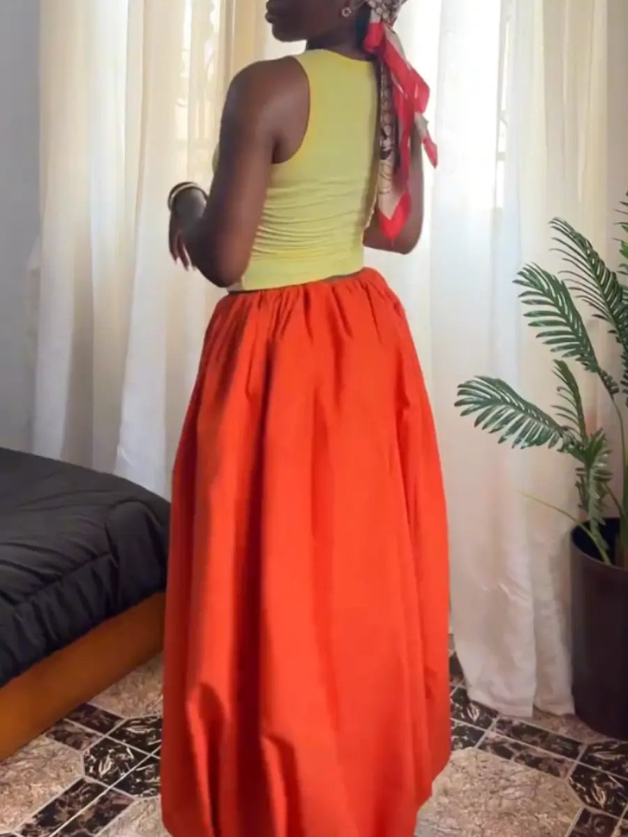 Orange Oversized Wide Leg Balloon Pants | Drawstring Hallen Pants - laseze