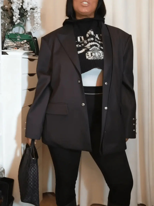 Oversized Black Structured Blazer laseze
