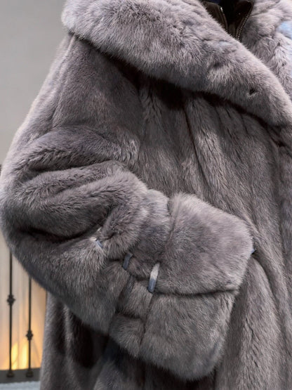 Oversized Imitation Mink Fur Coat fashgoods