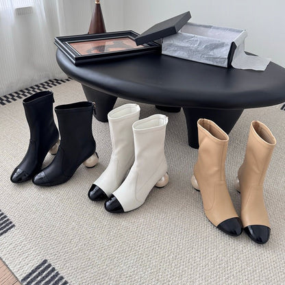 Oversized Pearl Heel Boots - laseze