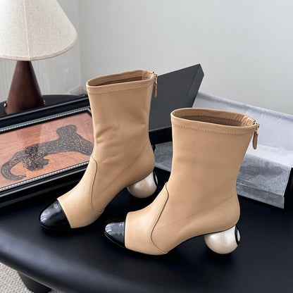 Oversized Pearl Heel Boots - laseze