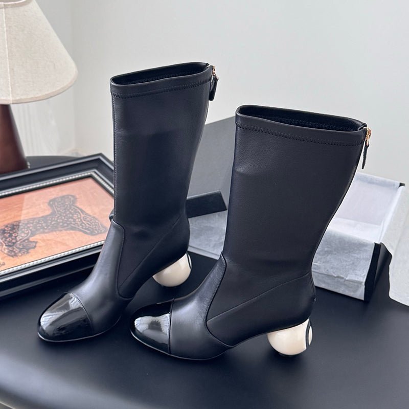 Oversized Pearl Heel Boots - laseze