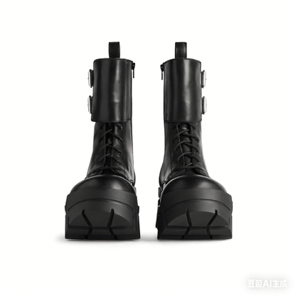 Oversized Platform Buckle Boots laseze