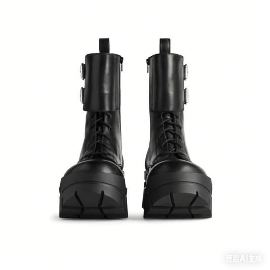 Oversized Platform Buckle Boots laseze
