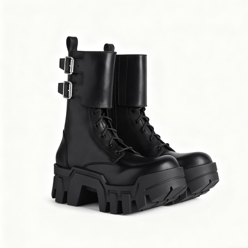 Oversized Platform Buckle Boots laseze