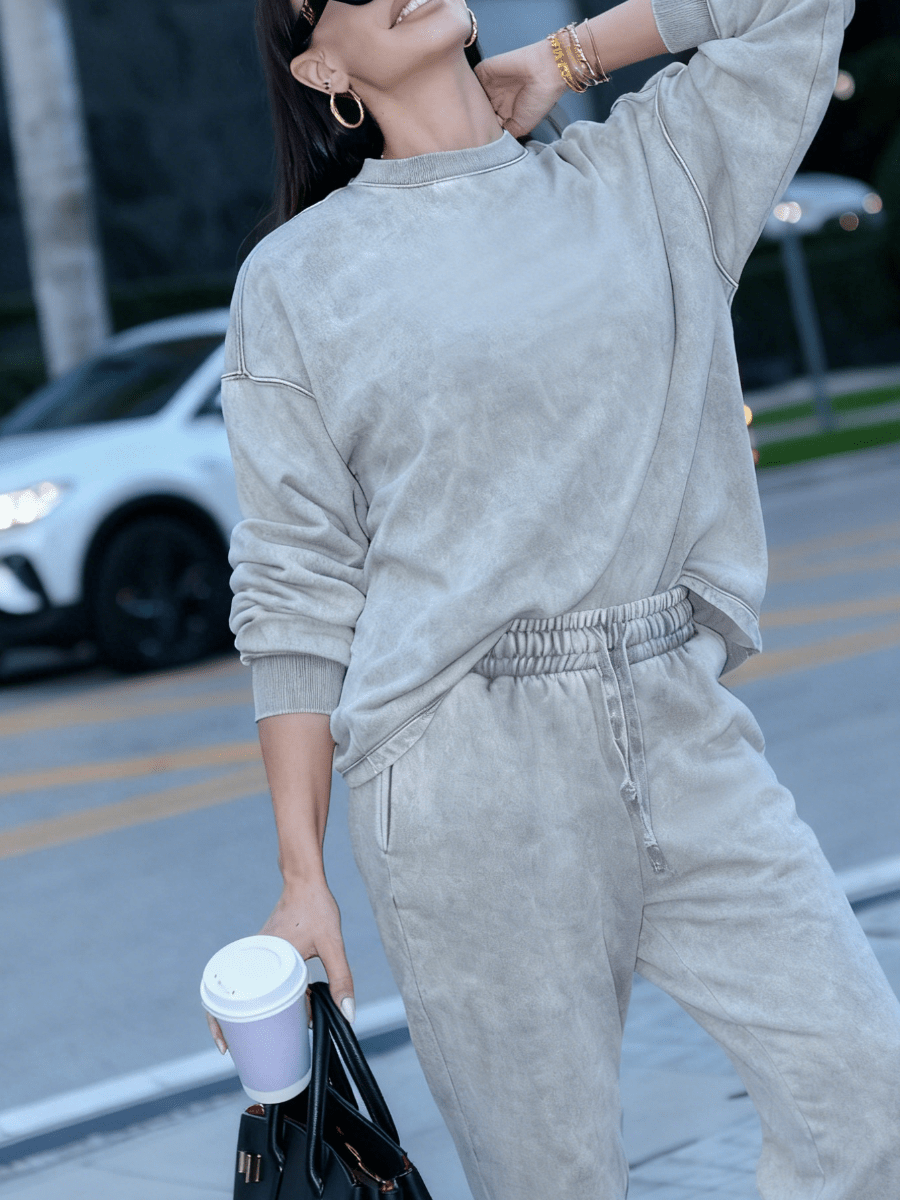 Oversized Washed Loungewear Set - laseze