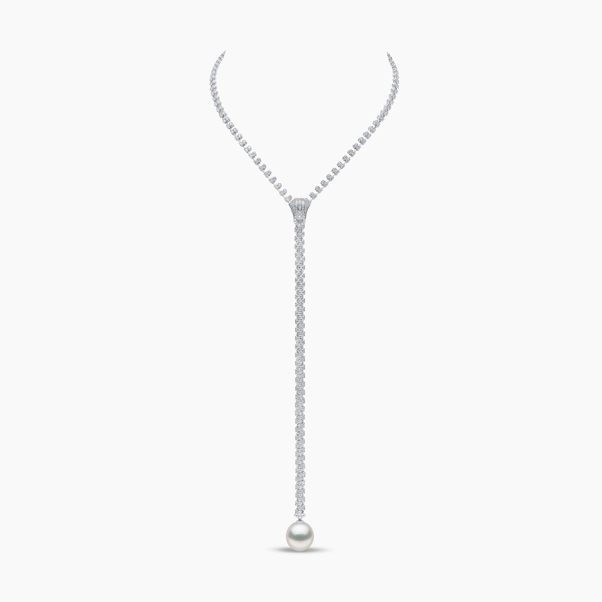Pearl And Diamond Zip Necklace - laseze