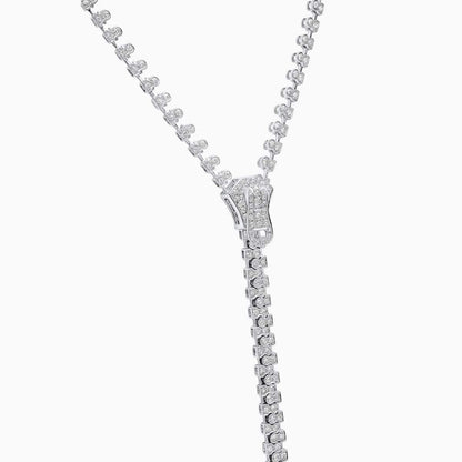 Pearl And Diamond Zip Necklace - laseze