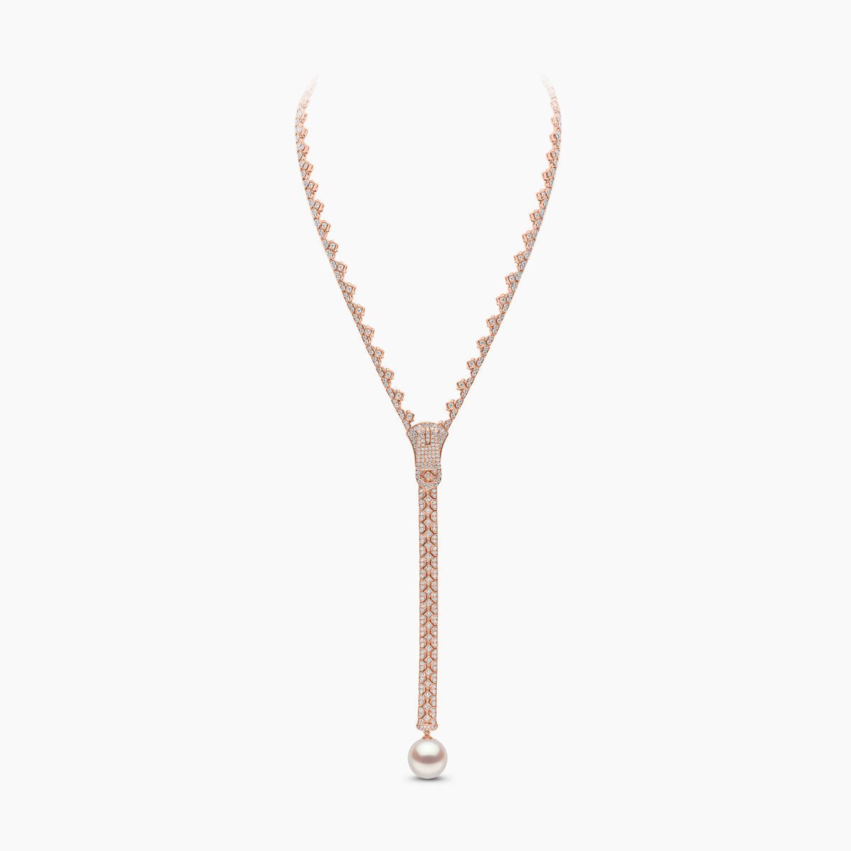 Pearl And Diamond Zip Necklace - laseze