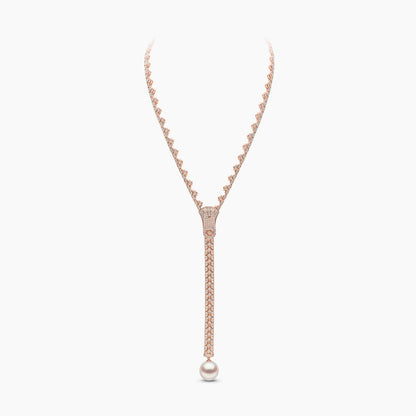Pearl And Diamond Zip Necklace - laseze