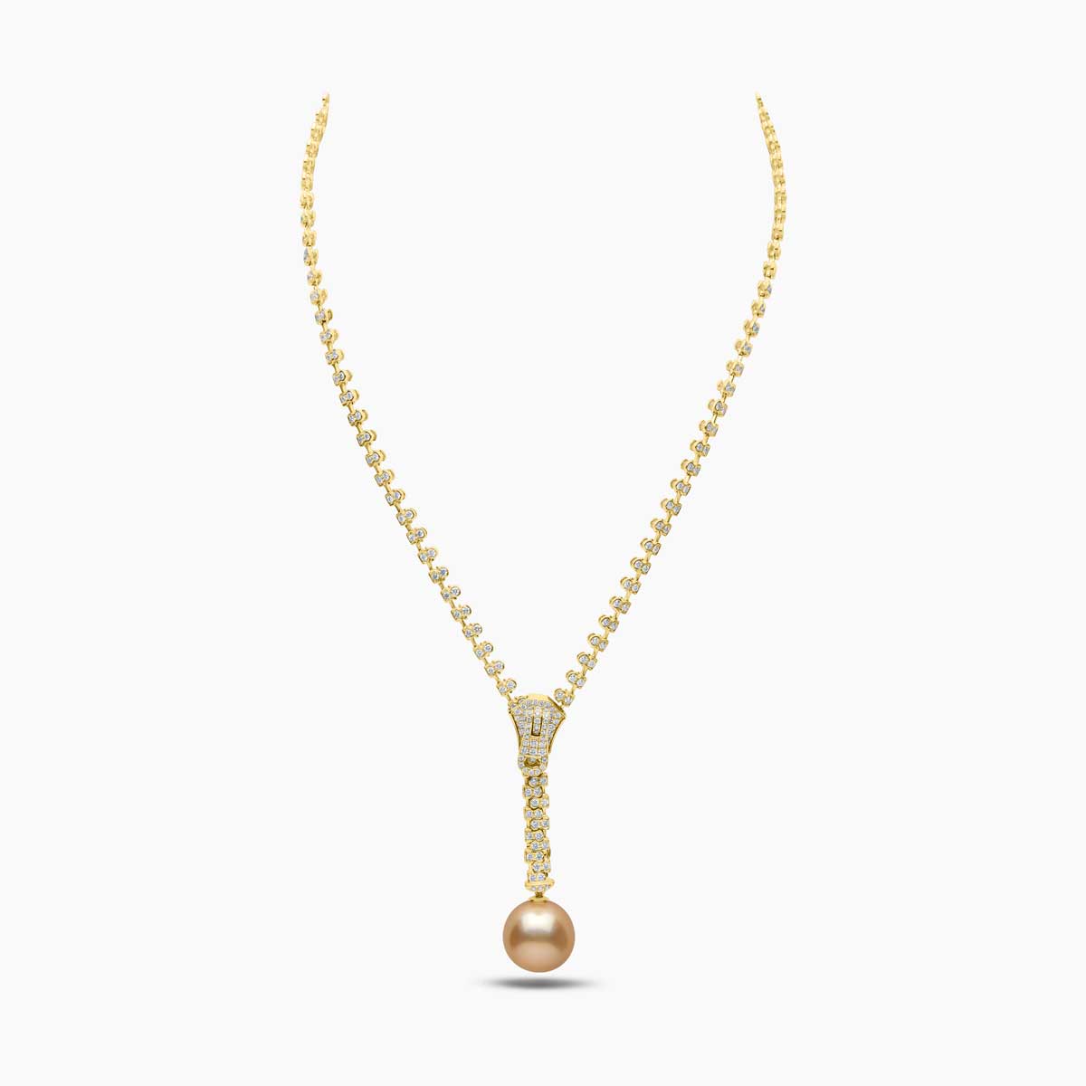 Pearl And Diamond Zip Necklace - laseze