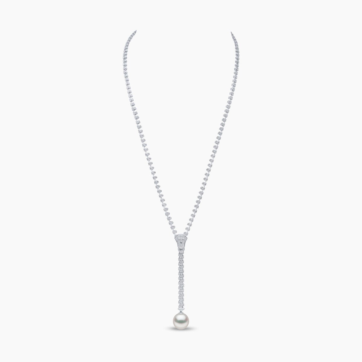 Pearl And Diamond Zip Necklace - laseze