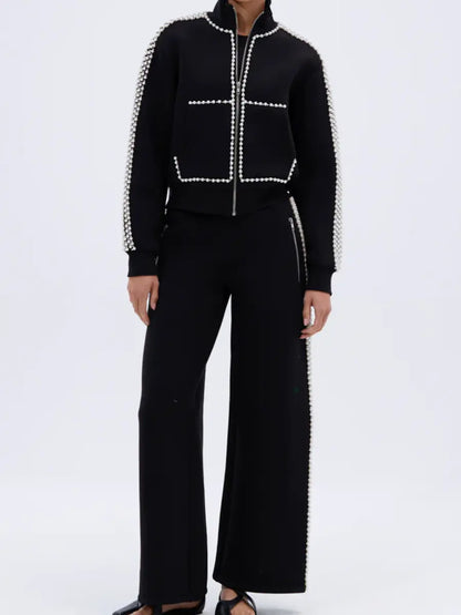 Pearl & Gold Embellished Tracksuit Sets laseze