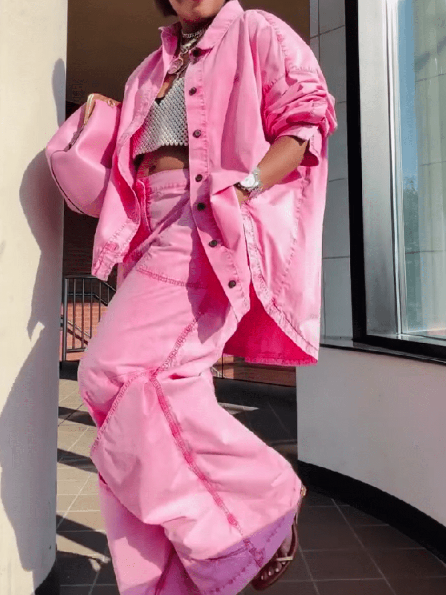 Pink Denim Suit - laseze