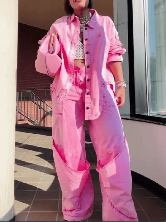 Pink Denim Suit - laseze