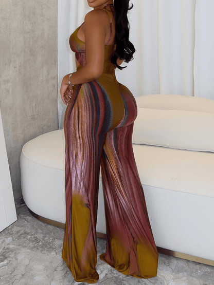 Playing Me Print Cami Jumpsuit - laseze